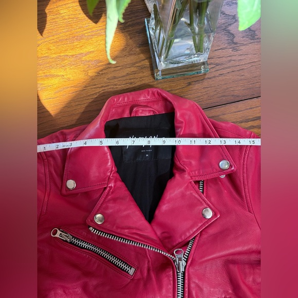 Nasty Gal Red Leather Moto Jacket Genuine Leather - Picture 9 of 11